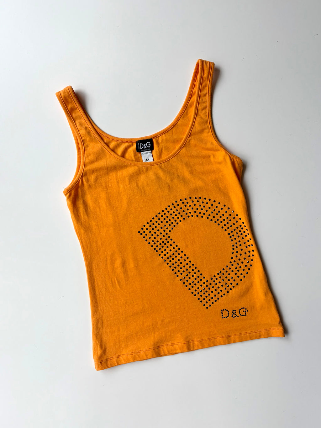 D&G Orange Rhinestone Logo Tank ✮ Size M