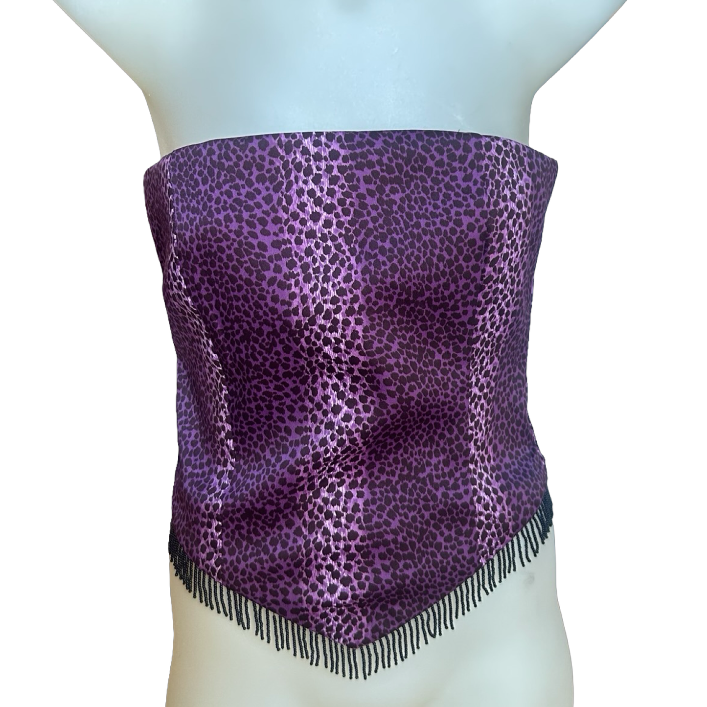 90s Purple Leopard Print Strapless Top ✮ Size 8