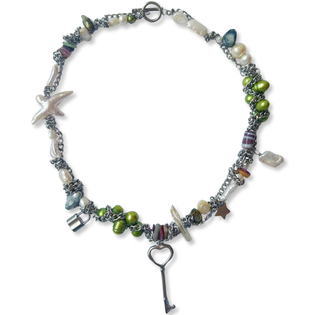 upcycled heart key necklace