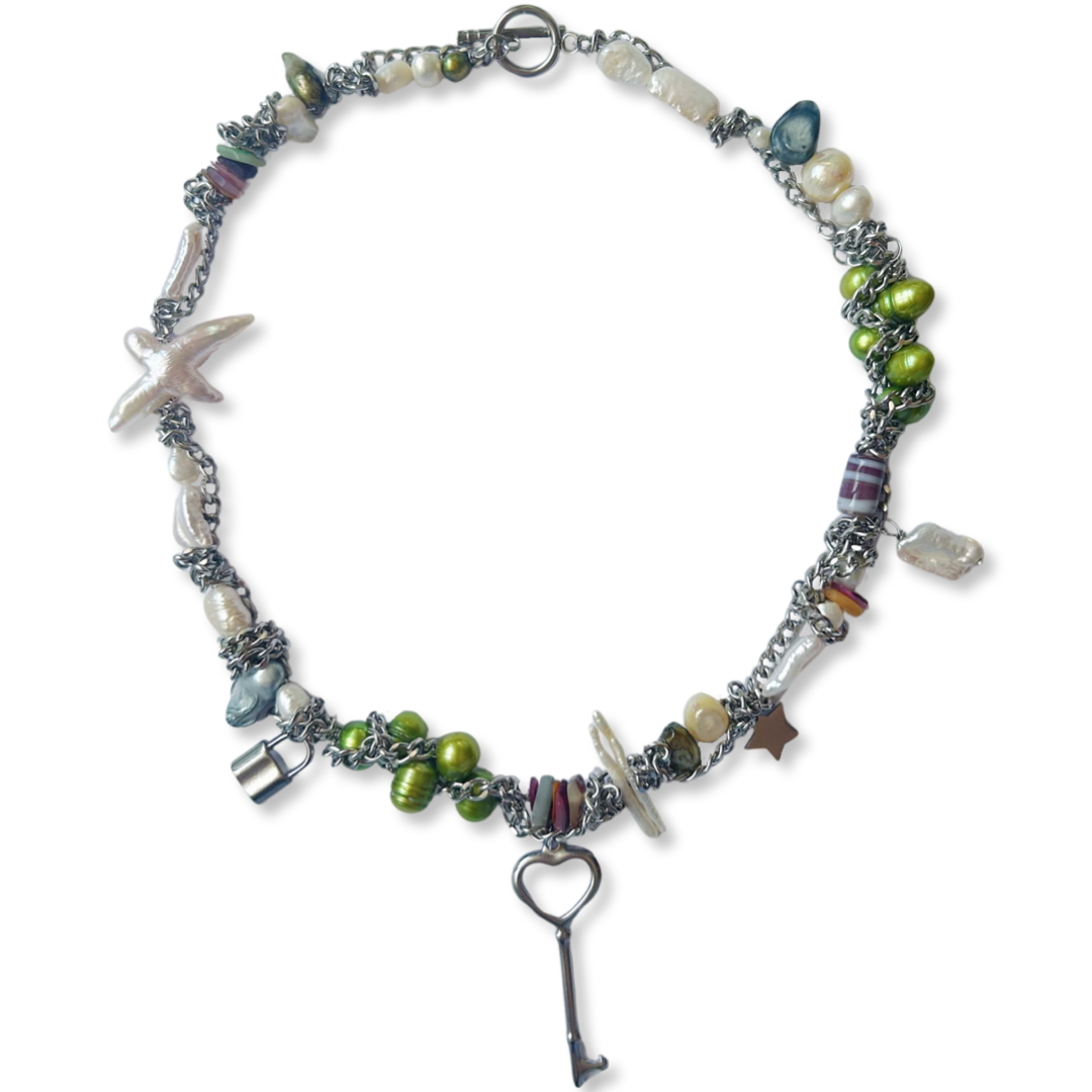 upcycled heart key necklace