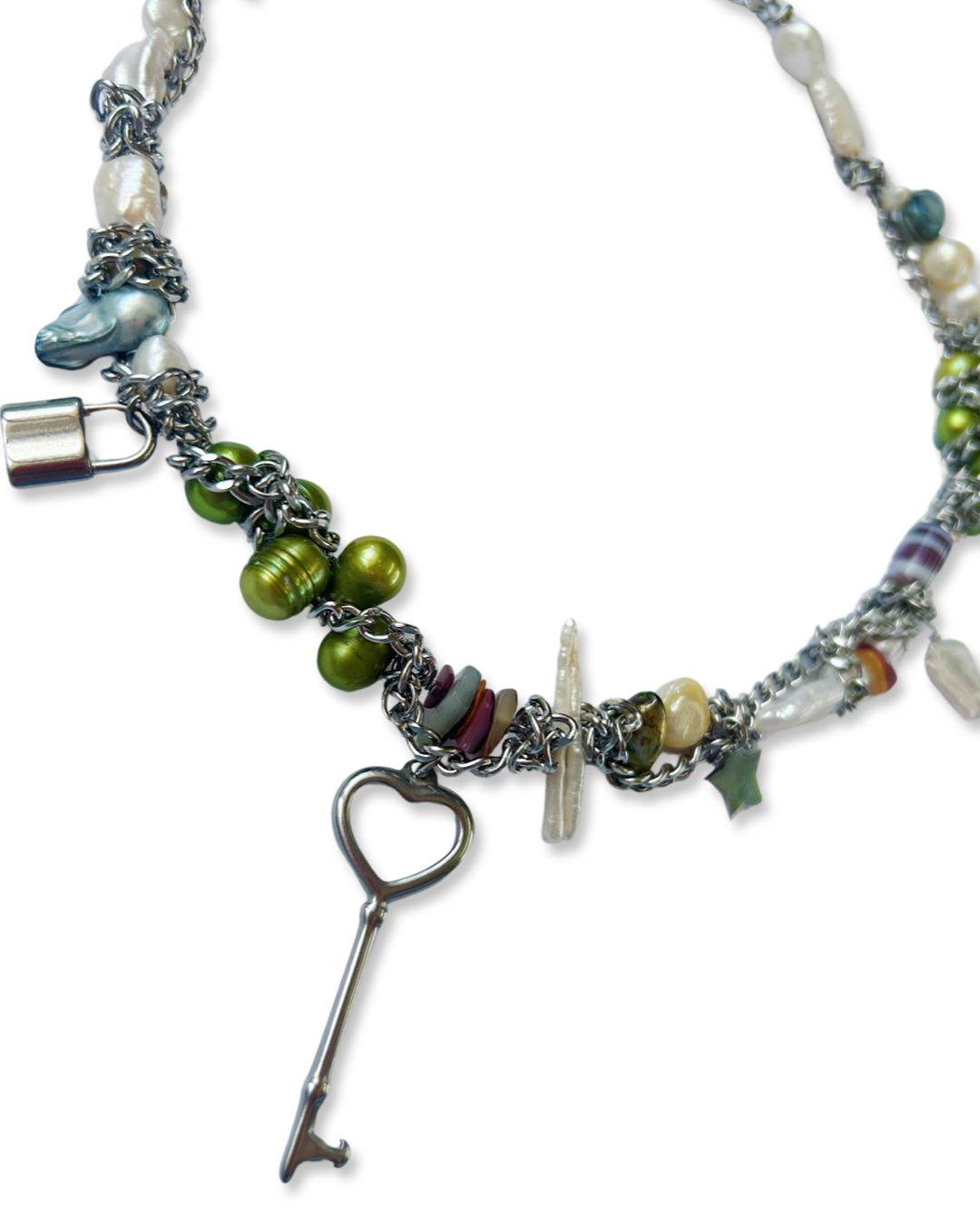 upcycled heart key necklace
