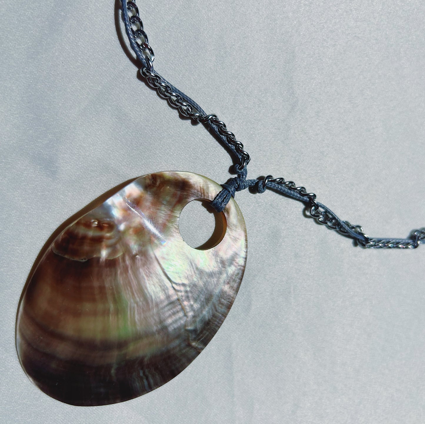 upcycled stainless steel shell necklace