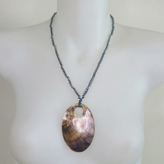 upcycled stainless steel shell necklace
